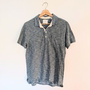 BILLY REID Men's Short Sleeve Polo Shirt SIZE MEDIUM Blue Striped